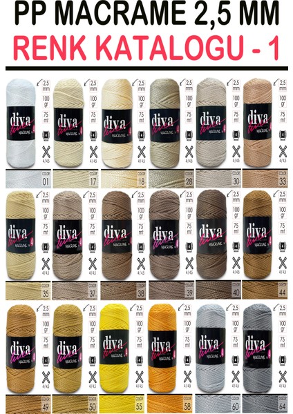 Diva Makrome Ipi Kalın (No:4) 60 Gümüş. fiyatları
