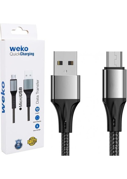 WK-22023 USB To Micro USB Örgülü Lacivert Telefon Şarj Kablosu