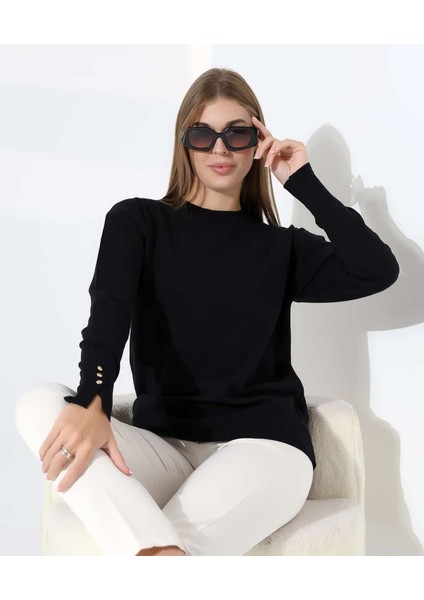 Gündelik Şıklık Kol Düğme Detay Triko Kazak fiyatları