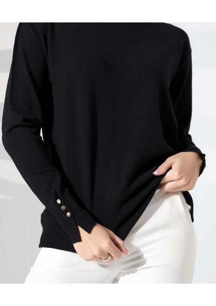 Gündelik Şıklık Kol Düğme Detay Triko Kazak modelleri