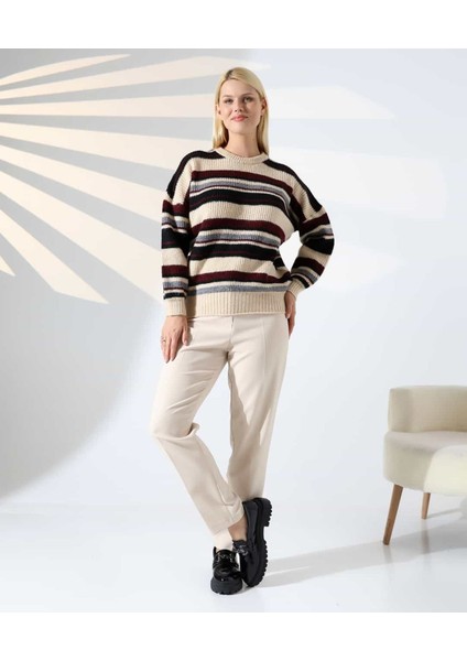 Ahenkli Çizgili Triko Kazak modelleri