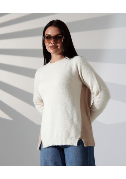 Blok Renkli Yan Detaylı Triko Kazak modelleri