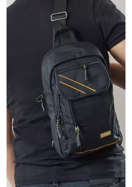 Seventeen - Çapraz Sırt Omuz Göğüs Su Geçirmez Askılı Unisex Siyah Çanta - 4926