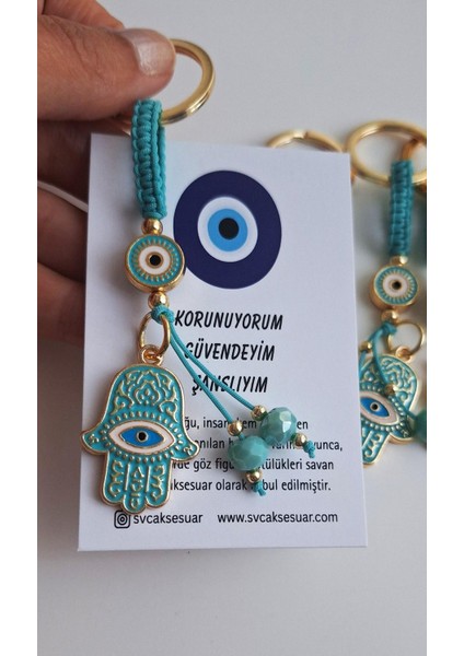 Hediyelik Fatma Ana Eli&hamse Anahtarlık - Turkuaz