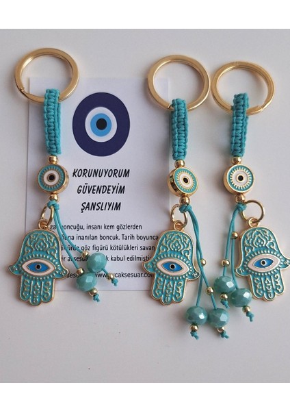 Hediyelik Fatma Ana Eli&hamse Anahtarlık - Turkuaz modelleri