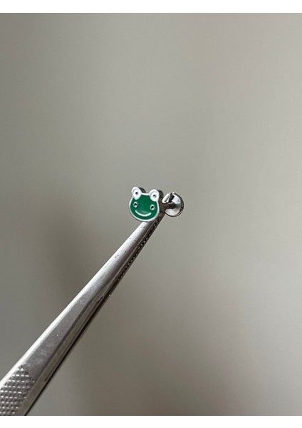 316 L Cerrahi Çelik Şirin Kurbağa Model Labret Dudak ve Kıkırdak Piercingi Kurbağa Piercing