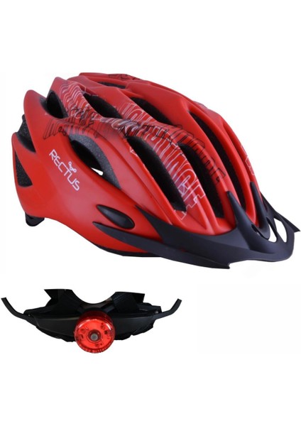 Bisiklet Kaskı Yetişkin Vizörlü - Ledli-Fileli [kırmızı] R-26 [56 - 58 cm / M] Rectus
