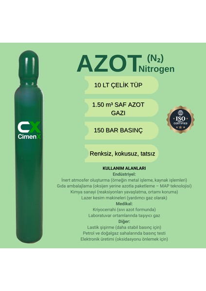 Cimenx Azot Gazı 10 Lt fiyatları