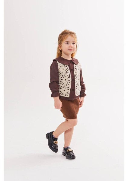 Süzene Yelekli Triko Etekli 3'lü Kıztakım