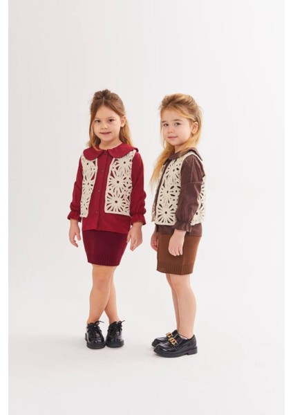 Süzene Yelekli Triko Etekli 3'lü Kıztakım fırsatları