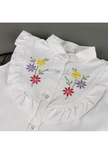 Çiçek Detaylı Hakim Yaka Gömlekli Şort Etekli 2'li Kız Takım modelleri