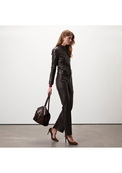 Alenna Kahve Kadın Deri Ceket modelleri