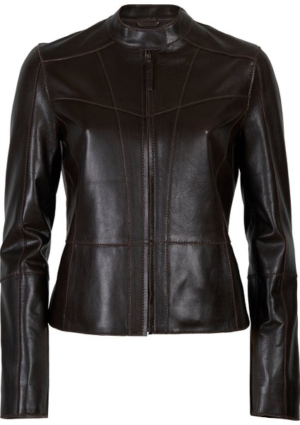 Alenna Kahve Kadın Deri Ceket