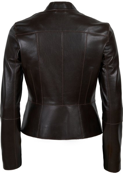 Alenna Kahve Kadın Deri Ceket