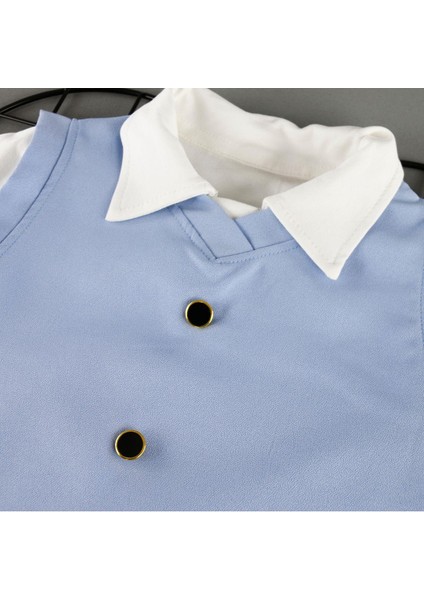 Düğmeli Süveter Etekli Gömlek Yakalı 3'lü Kız Çocuk Takım fırsatları