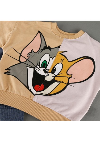 Fare Kedi Baskı Detaylı Bebek Çocuk 2'li Unisex Takım modelleri