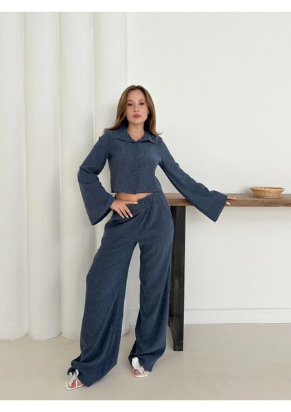 Gömlek Yaka Kaplama Düğmeli Takım Lacivert fiyatları