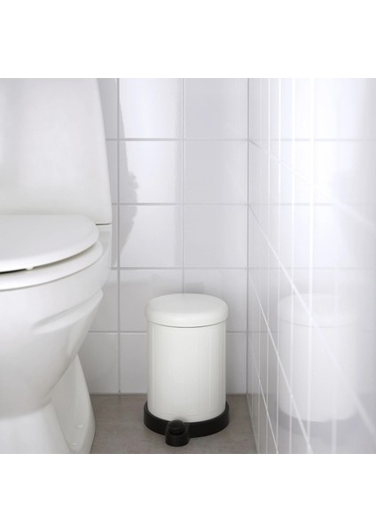 5'li Banyo Seti Çöp Kovası Diş Fırçalık Sabunluk Tuvalet Fırçası Beyaz Galvaniz Çelik ve Plastik