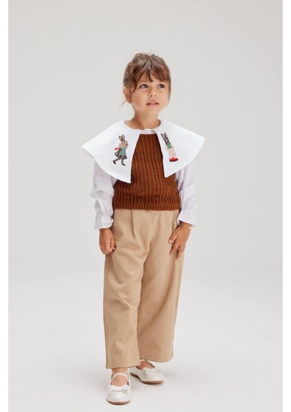 Yakası Nakışlı Triko 3'lü Bebek Çocuk Kız Takım fiyatları