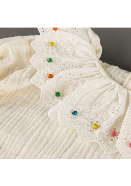 Bebe Yaka Boncuk Detaylı Muslin Kız 2'li Takım modelleri