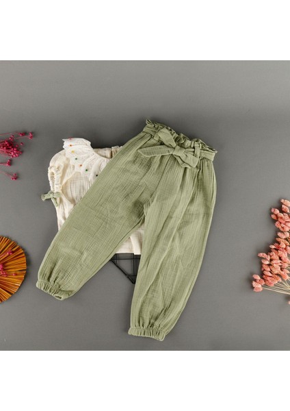 Bebe Yaka Boncuk Detaylı Muslin Kız 2'li Takım indirimleri