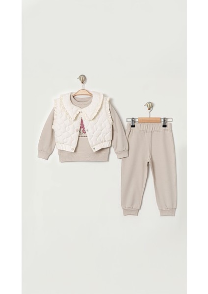 Yelek Detaylı Kazak Pantolonlu 3'lü Kız Takım fiyatları