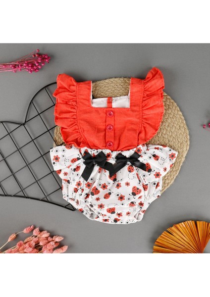 Uğur Böcekli Fiyonklu Bebek Bady Elbise