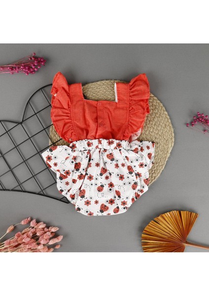 Uğur Böcekli Fiyonklu Bebek Bady Elbise modelleri