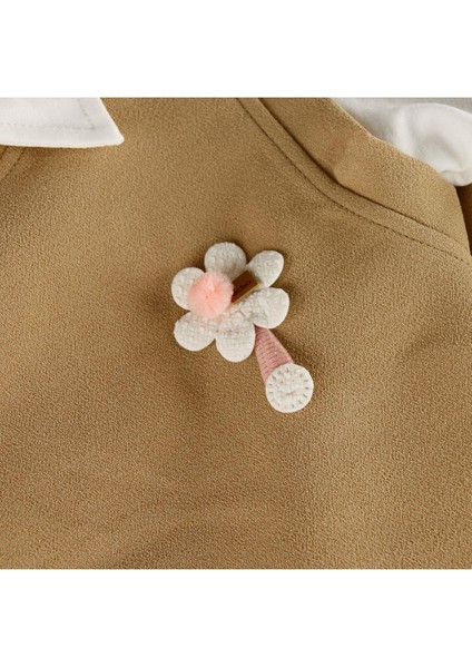 Çiçek Detaylı Süveterli Etekli Gömlek Yakalı 3'lü Kız Çocuk Takım fırsatları