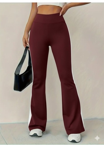 Kadın Yüksek Bel Ispanyol Paçalı Yanlardan Şerit Detaylı Dalgıç Tayt Pantolon fiyatları