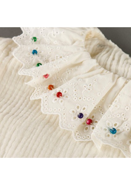 Bebe Yaka Boncuk Detaylı Muslin Kız 2'li Takım modelleri