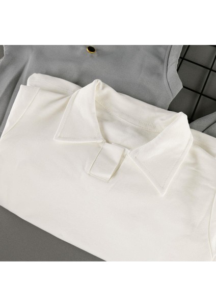 Düğmeli Süveter Etekli Gömlek Yakalı 3'lü Kız Çocuk Takım