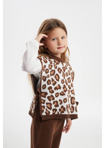 Leopar Desenli 3'lü Triko Bebek Çocuk Kız Takım