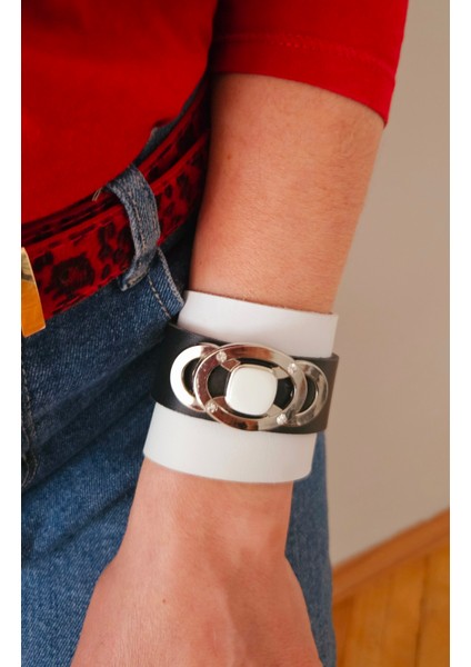 Hakiki Deri Siyah-Beyaz Bileklik fiyatları