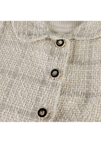 Kare Desen Şort Etekli Yelekli Kız Çocuk 3'lü Takım