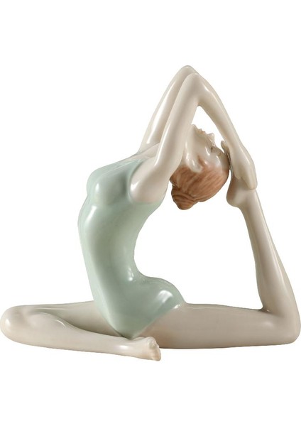 Porselen - Yoga Yapan Kadın Biblo Dekoratif Obje 12×14×8 cm