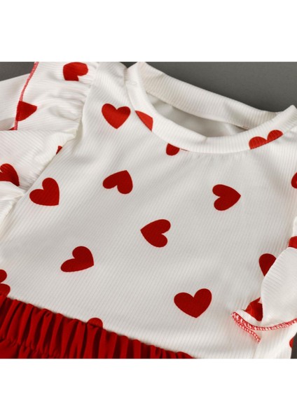 Kalp Detaylı Etekli Kurdeleli 2'li Kız Takım