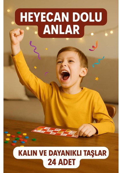 Renkli Tombala Seti • 24 Adet Kart • Tam Takım • Aileyle Oynamaya Hazır Eğlenceli Kutu Oyunu fiyatları