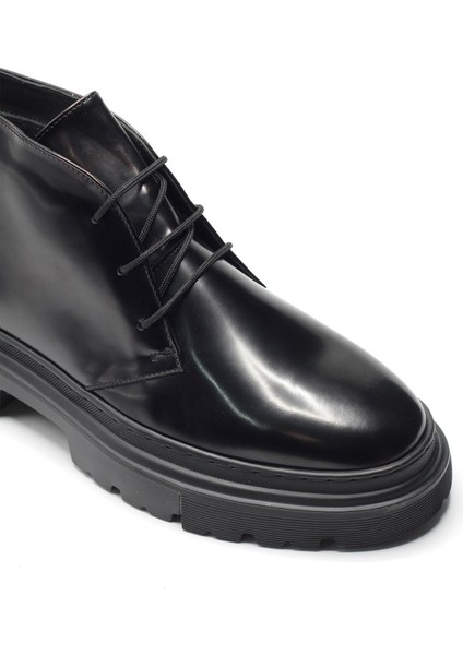 Siyah Hakiki Açma Deri Kalın Kauçuk Tabanlı Modern Klasik Erkek Bot modelleri
