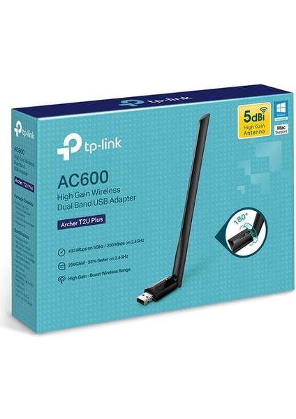 Archer T2U Plus AC600 600 Mbps Dualband Antenli USB Wireless Adaptör fiyatları