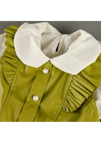 Deri Görünümlü Bebek Yaka 3'lü Kız Takım fırsatları