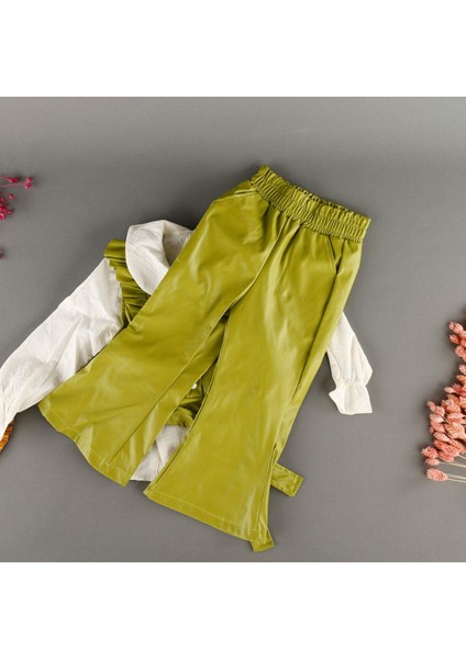 Deri Görünümlü Bebek Yaka 3'lü Kız Takım