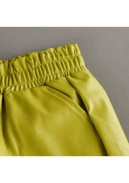 Deri Görünümlü Bebek Yaka 3'lü Kız Takım