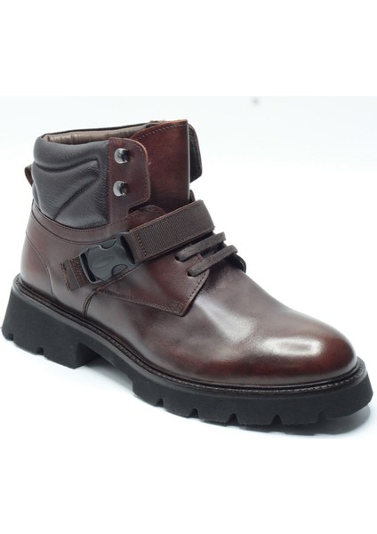 Kahverengi Hakiki Deri Tokalı Eva Taban Erkek Postal Bot