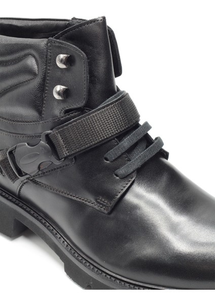 Siyah Hakiki Deri Tokalı Eva Taban Erkek Postal Bot modelleri