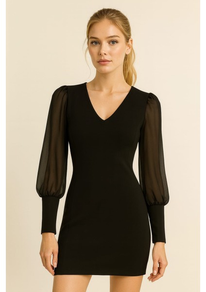 Kolları Tül Detaylı Kadın Triko Elbise fiyatları