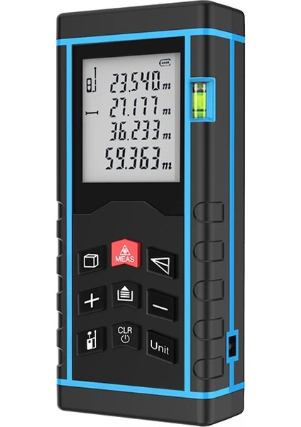 60 Metre Hassas Lazer Metre Ölçer LCD Dijital Ekran Su Terazili Lazerli Mesafe Ölçüm Cihazı ( Lisinya )