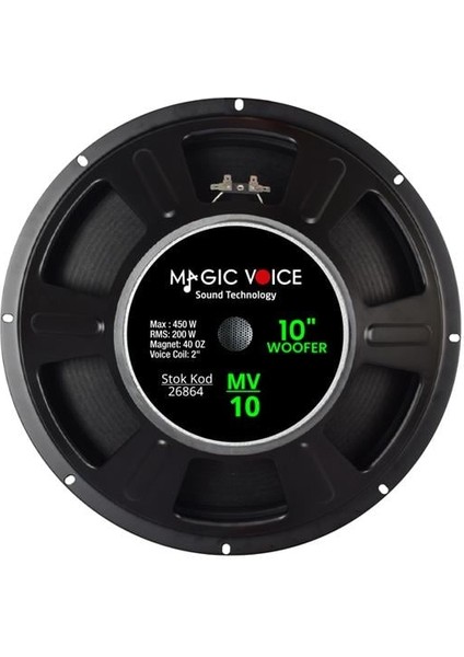 Mv-10 maks. 450 Watt / Rms 200 Watt 10” Siyah 25 cm Woofer Yedek Hoparlör fiyatları