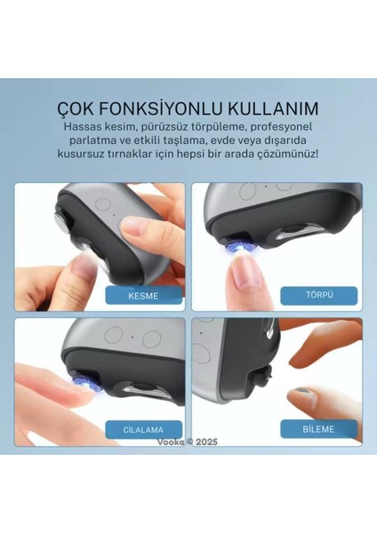 4’ü 1 Arada Şarjlı Tırnak Kesme ve Törpüleme Makinesi | LED Işıklı, Sessiz Motorlu, Taşınabilir modelleri