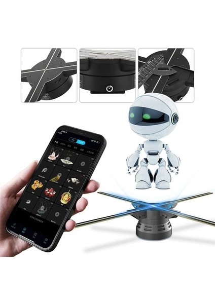 Z7H 3D Hologram Fan - Holografik Video Görüntü Projektörü 52 cm (Uzaktan Kumanda - Wifi - Telefon App)